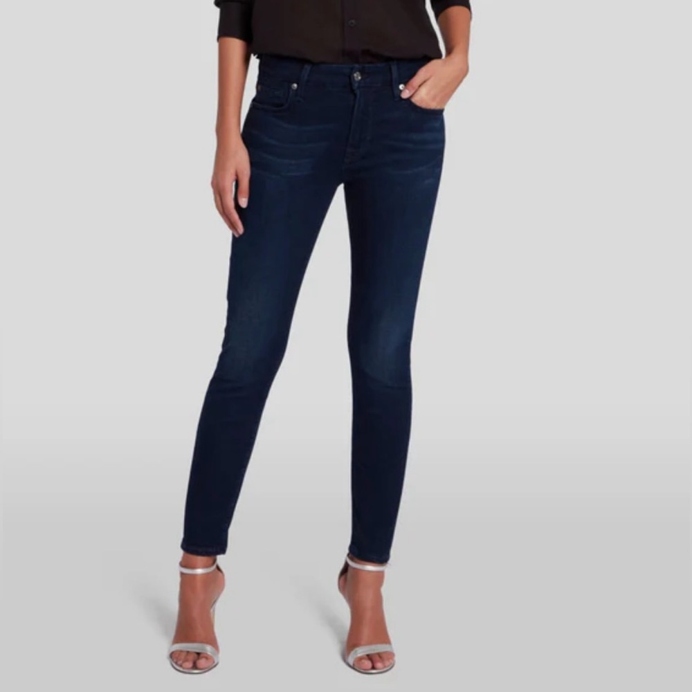 7 FOR ALL MANKIND ANKLE SKINNY SLIM ILLUSION MID-RISE TWILIGHT BLUE AU8121467A